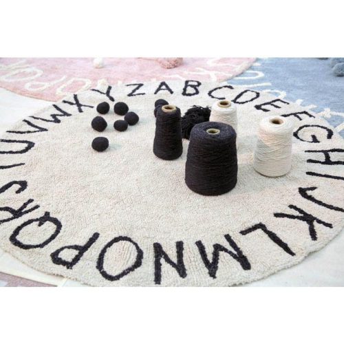 lorena canals washable rug round abc natural black 3