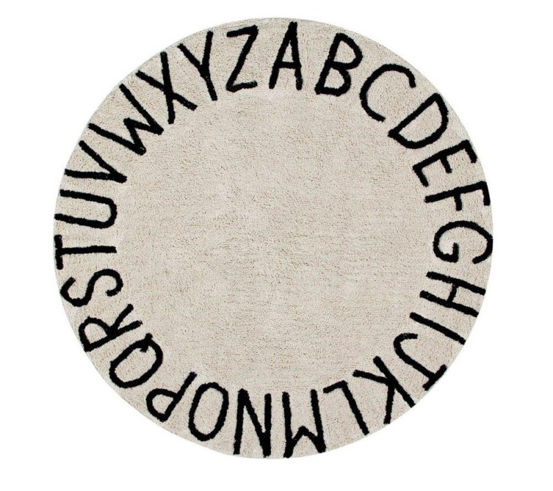 lorena canals washable rug round abc natural black 7