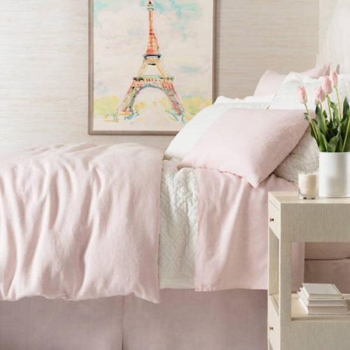 Pine Cone Hill Lush Linen Slipper Pink Duvet Cover - Lavender Fields