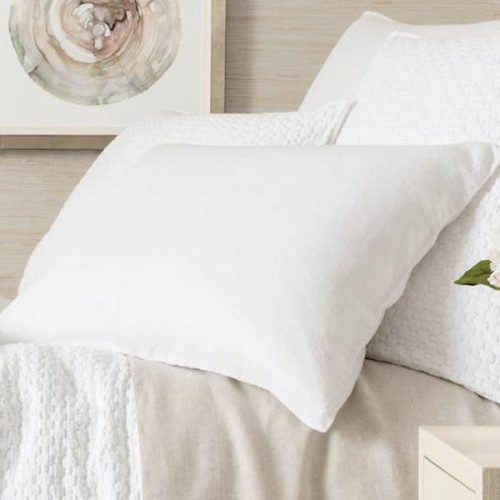 Pine Cone Hill Lush Linen White Sham - Lavender Fields