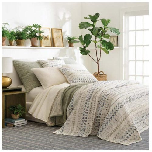 pine cone hill pick stitch evergreen matelasse sham 2