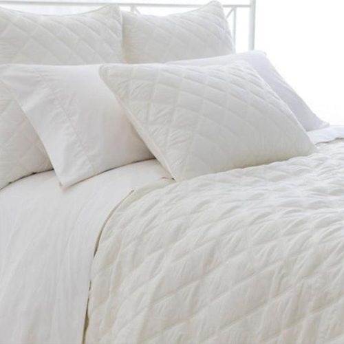 Pine Cone Hill Quilted Silken Solid Ivory Coverlet