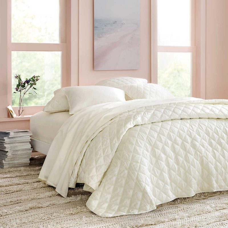 pine cone hill quilted silken solid ivory sham 2