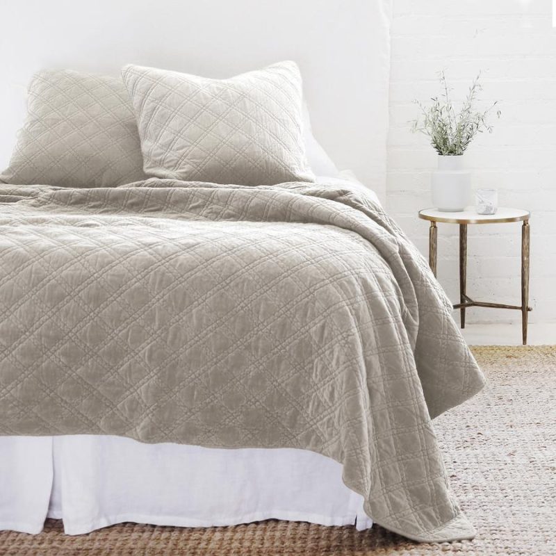 pom pom at home brussels taupe coverlet 1