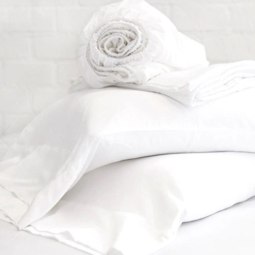 pom pom at home cotton sateen white sheet set 2