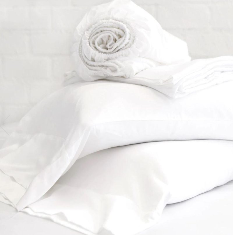 pom pom at home cotton sateen white sheet set 2