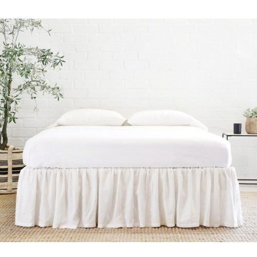 pom pom at home gathered linen cream bedskirt 1