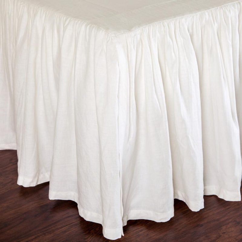 pom pom at home gathered linen cream bedskirt 3