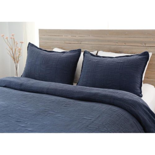 Pom Pom at Home Harbour Matelasse Navy Coverlet - Lavender Fields