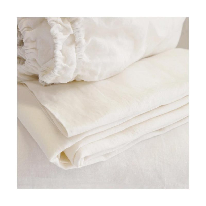 pom pom at home linen cream sheet set 2