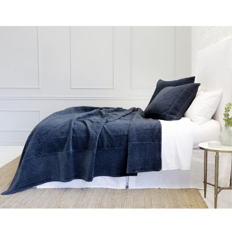 pom pom at home marseille navy large euro pillow sham 2