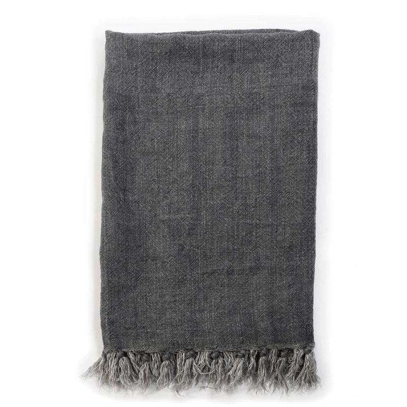 Pom Pom at Home Montauk Blanket - Charcoal - Lavender Fields