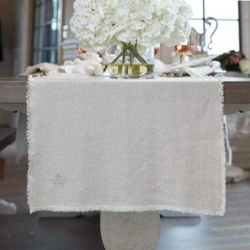 Provence Linen Runner with Fringe - Lavender Fields