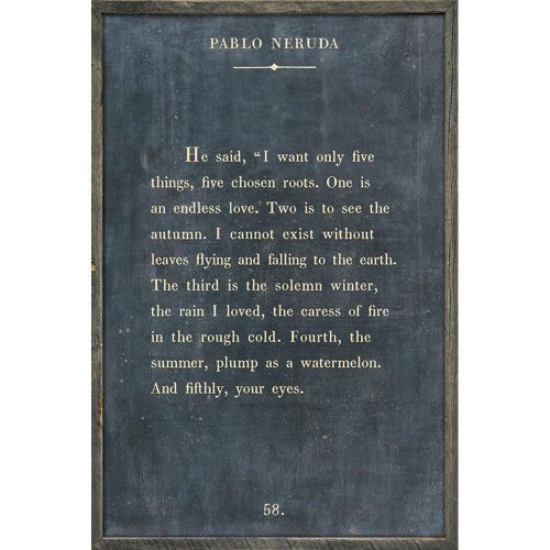 Sugarboo Designs Pablo Neruda Art Print Grey Wood