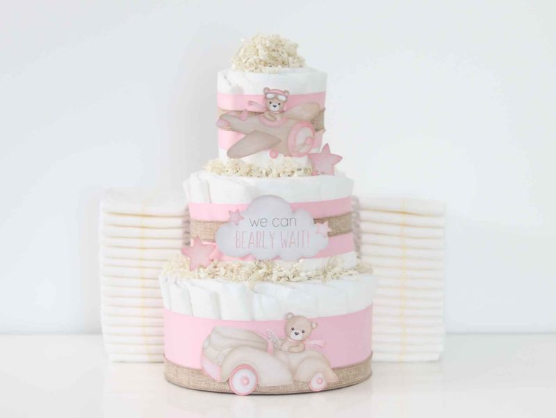 teddy bear diaper cake collection pink 148331