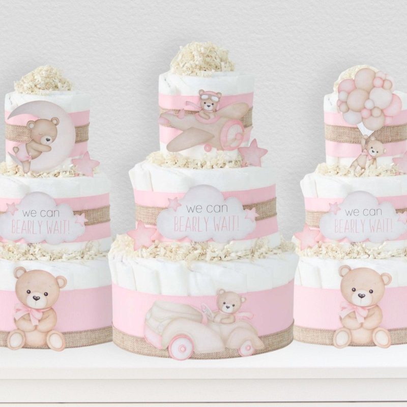 teddy bear diaper cake collection pink 299319