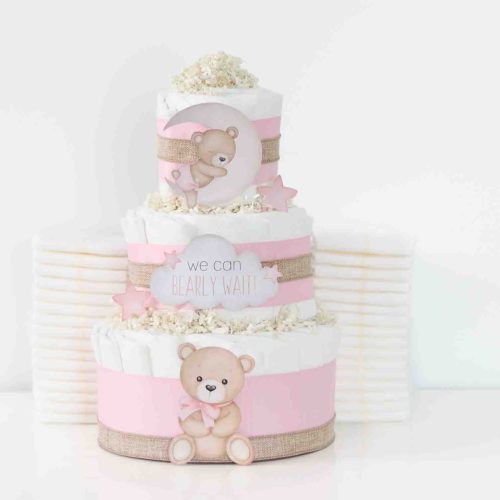 teddy bear diaper cake collection pink 389896