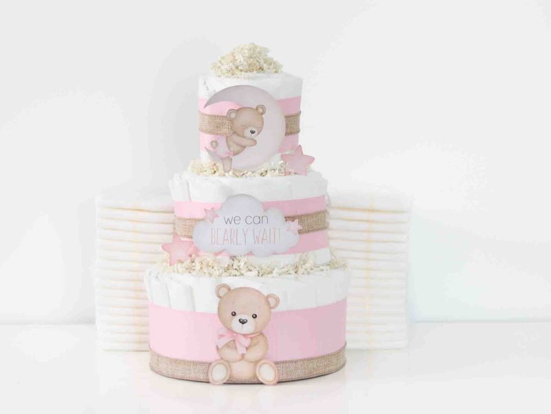 teddy bear diaper cake collection pink 389896