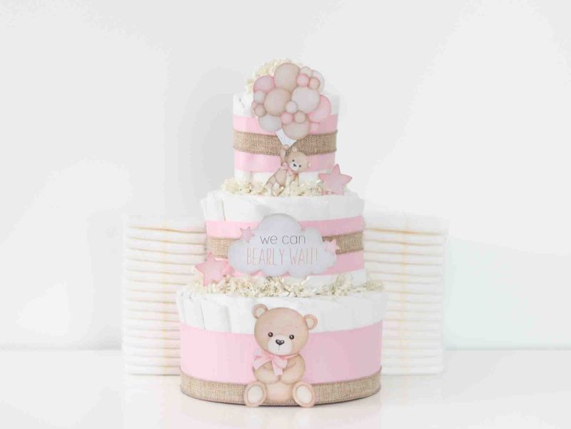 teddy bear diaper cake collection pink 897528