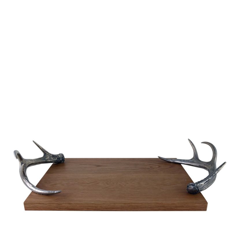 vagabond house lodge style cheese tray with pewter antler handles b227r 31278937407536