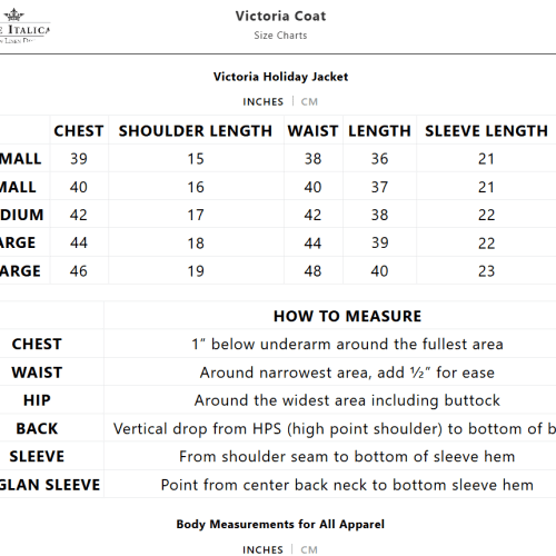 victoriacoatsizechart